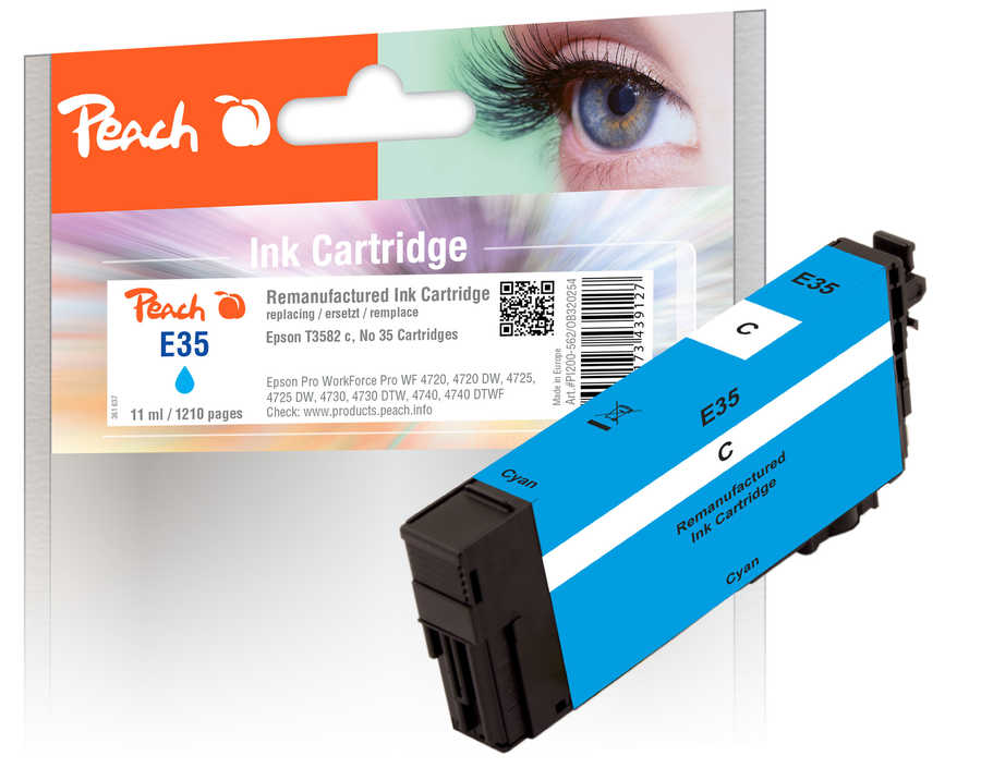 Peach  Tintenpatrone cyan kompatibel zu Epson WorkForce Pro WF-4740 DTWF