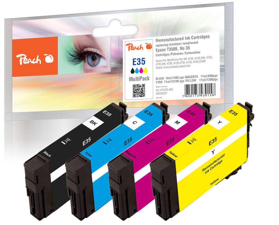 Peach  Spar Pack Tintenpatronen kompatibel zu Epson WorkForce Pro WF-4740 DTWF
