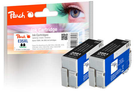 Peach  Doppelpack Tintenpatronen schwarz kompatibel zu Epson WorkForce Pro WF-4740 DTWF