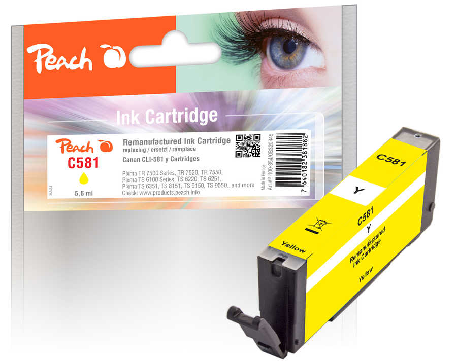 Peach  Tintenpatrone gelb kompatibel zu Canon Pixma TS 6151