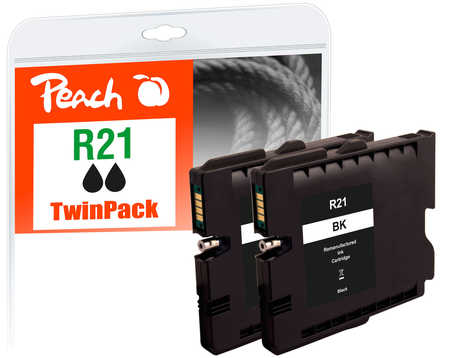 Peach  Doppelpack Tintenpatrone schwarz kompatibel zu Ricoh Aficio GX 3050 sfn