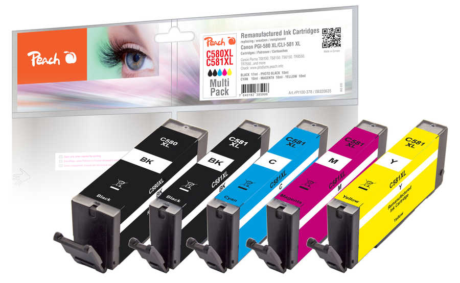 Peach  Spar Pack Tintenpatronen kompatibel zu Canon Pixma TS 6220