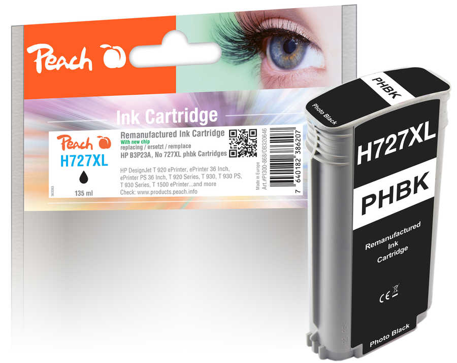 Peach  Tintenpatrone foto schwarz kompatibel zu HP DesignJet T 1500 ePrinter