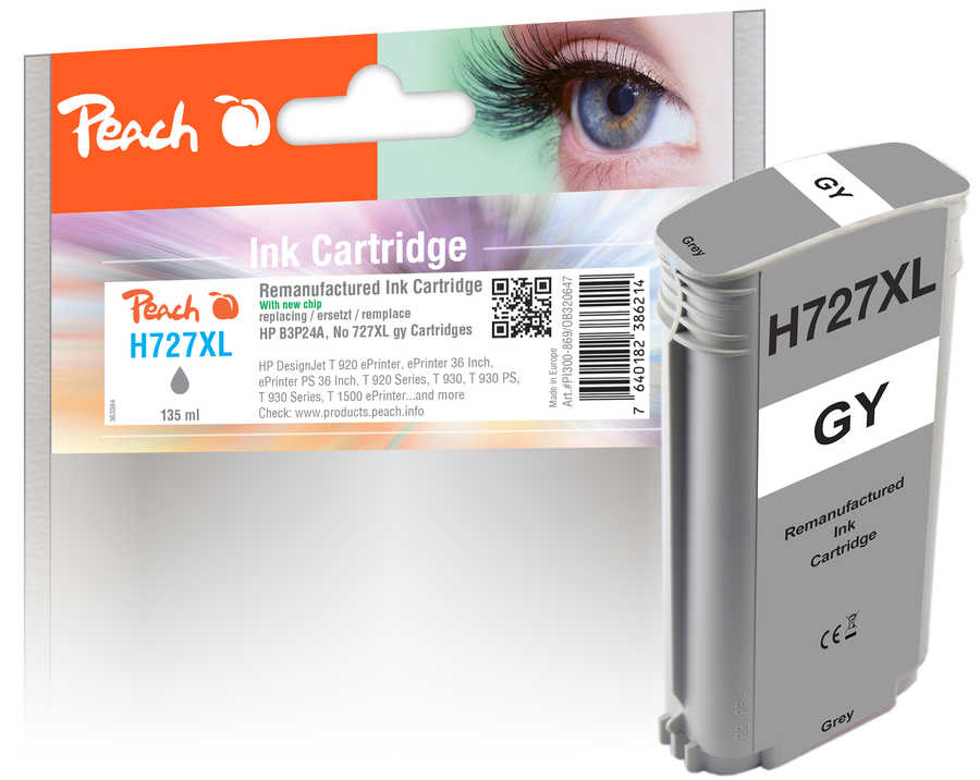 Peach  Tintenpatrone grau kompatibel zu HP DesignJet T 1500 ePrinter