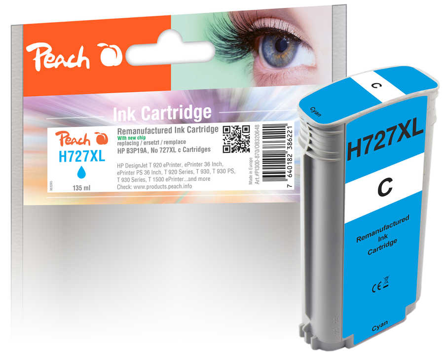 Peach  Tintenpatrone cyan kompatibel zu HP DesignJet T 1500 ePrinter