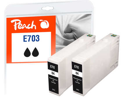 Peach  Doppelpack Tintenpatronen schwarz kompatibel zu Epson WorkForce Pro WP-4015 DN