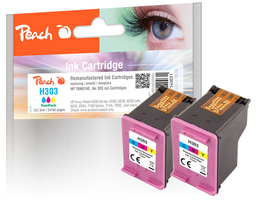 Peach  Doppelpack Druckköpfe color kompatibel zu HP Tango X