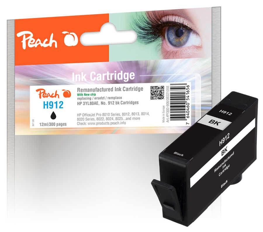 Peach  Tintenpatrone schwarz kompatibel zu HP OfficeJet 8010