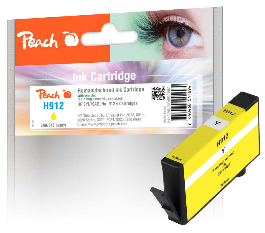 Peach  Tintenpatrone gelb kompatibel zu HP OfficeJet 8010