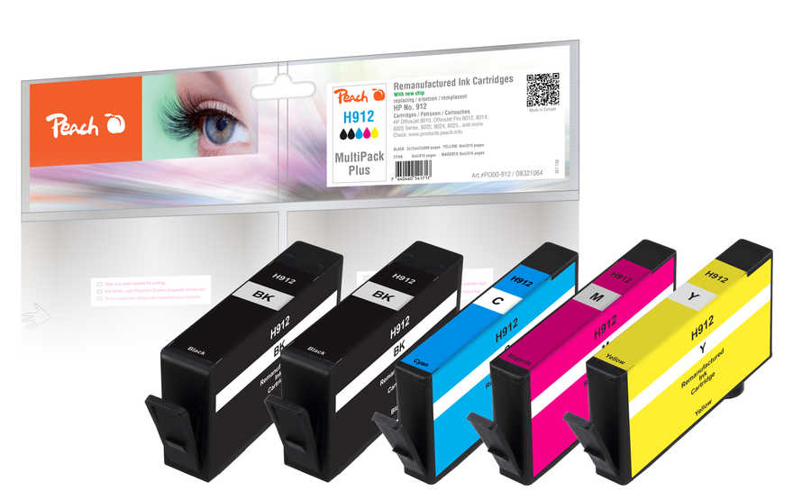 Peach  Spar Pack Plus Tintenpatronen kompatibel zu HP OfficeJet 8010