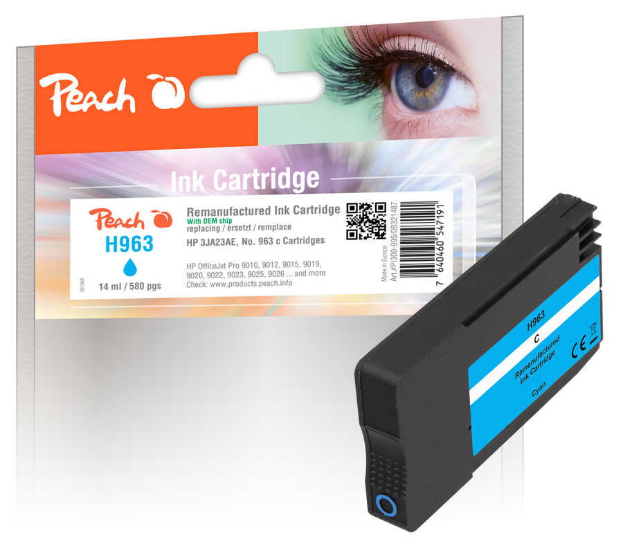 Peach  Tintenpatrone cyan kompatibel zu HP OfficeJet Pro 9014