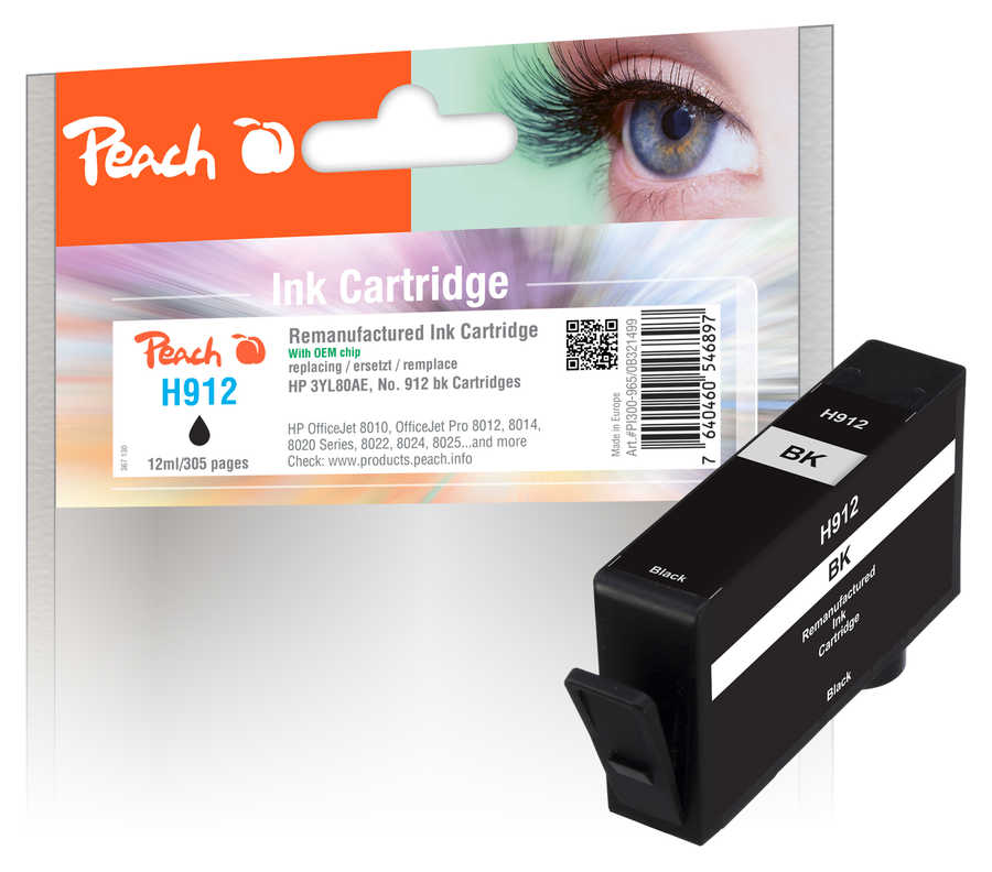 Peach  Tintenpatrone schwarz kompatibel zu HP OfficeJet 8010