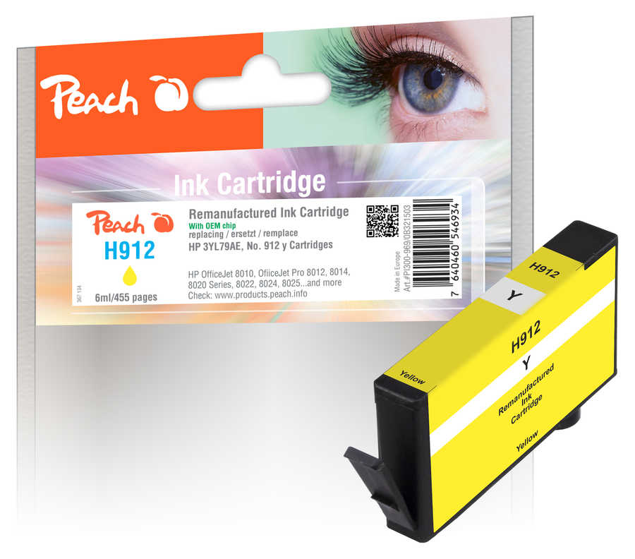 Peach  Tintenpatrone gelb kompatibel zu HP OfficeJet 8010