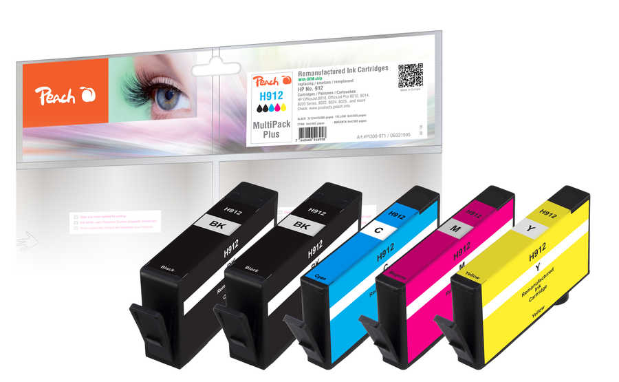 Peach  Spar Pack Plus Tintenpatronen kompatibel zu HP OfficeJet 8010