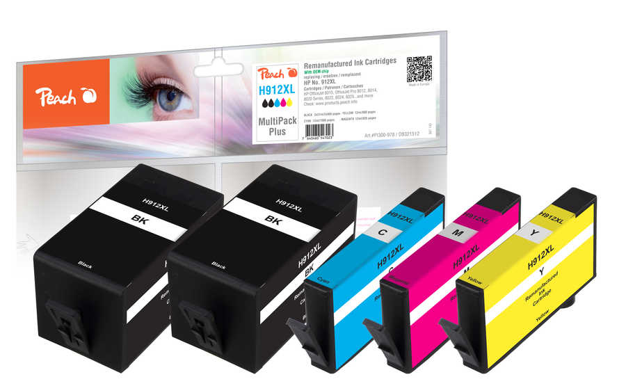 Peach  Spar Pack Plus Tintenpatronen kompatibel zu HP OfficeJet 8010