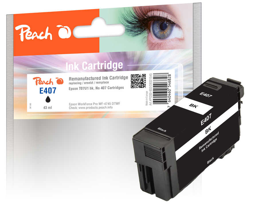 Peach  Tintenpatrone schwarz kompatibel zu Epson WorkForce Pro WF-4745 DTWF