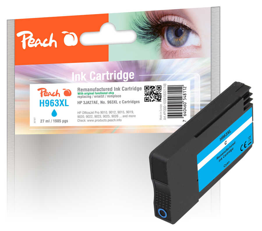 Peach  Tintenpatrone cyan HC kompatibel zu HP OfficeJet Pro 9014