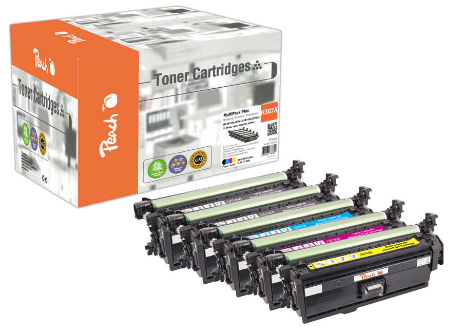 Peach  Spar Pack Plus Tonermodule kompatibel zu HP Color LaserJet CP 5225 Series