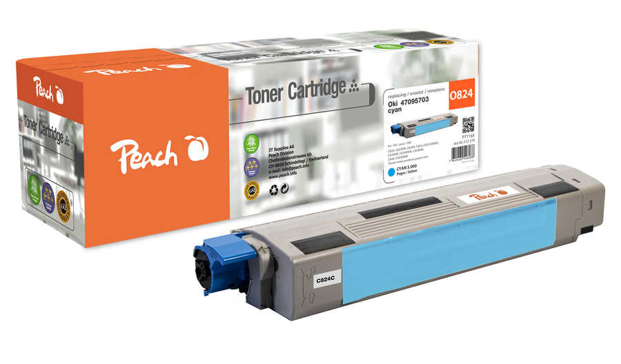 Peach  Tonermodul cyan kompatibel zu OKI C 834 Series