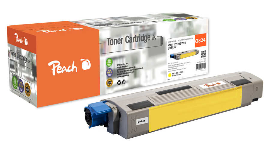 Peach  Tonermodul gelb, kompatibel zu OKI C 834 Series
