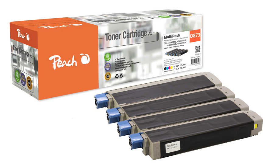 Peach  Spar Pack Tonermodule kompatibel zu OKI MC 873 Series