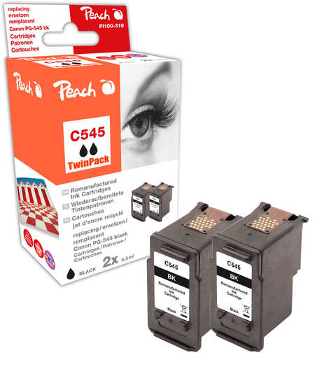 Peach  Doppelpack Druckköpfe schwarz kompatibel zu Canon Pixma TS 3100 Series