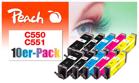 Peach  10er-Pack Tintenpatronen, kompatibel zu Canon Pixma IX 6850
