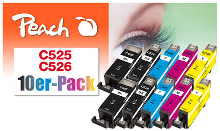 Peach  10er-Pack Tintenpatronen, kompatibel zu Canon Pixma MG 5140