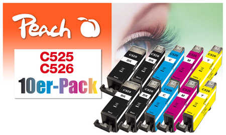 Peach  10er-Pack Tintenpatronen, kompatibel zu Canon Pixma IX 6500 Series