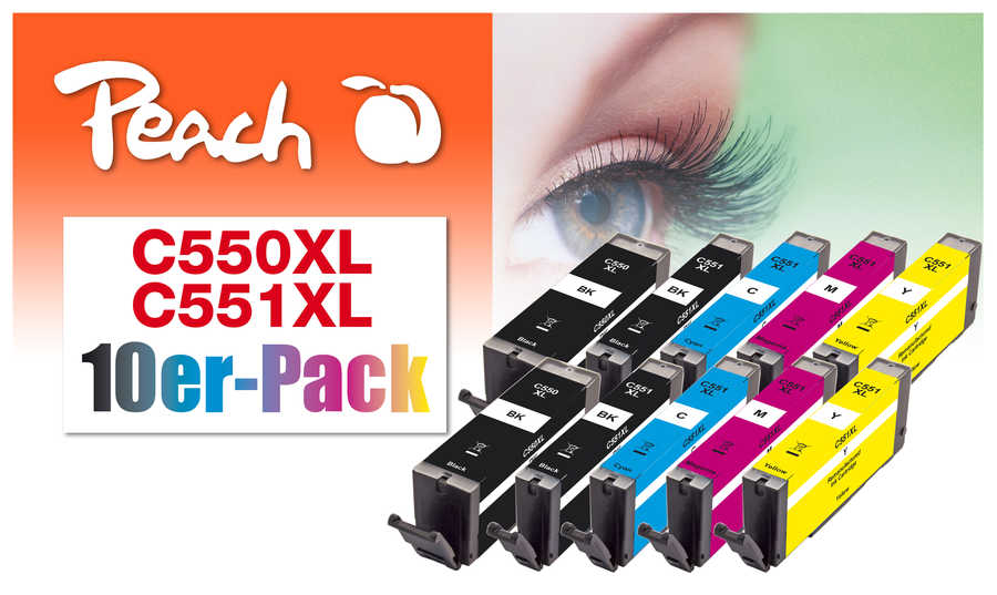 Peach  10er-Pack Tintenpatronen, kompatibel zu Canon Pixma IX 6850