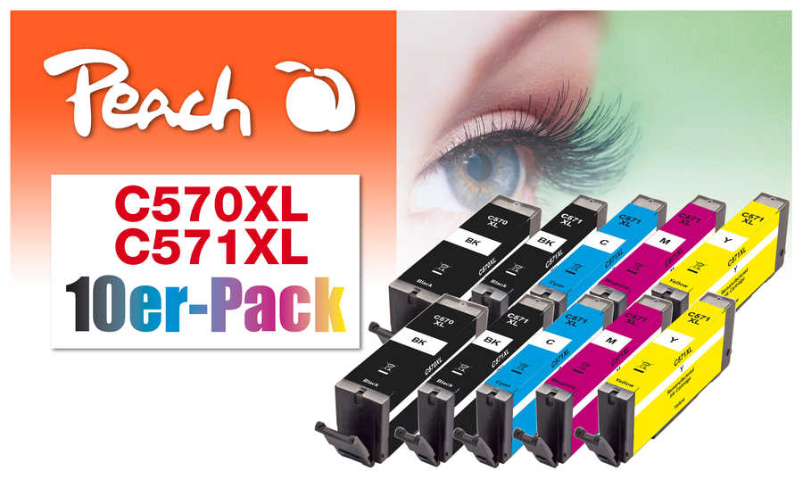 Peach  10er-Pack Tintenpatronen, kompatibel zu Canon Pixma TS 5053