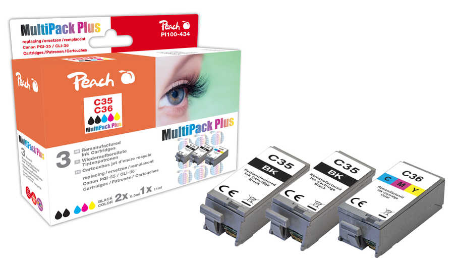 Peach  Spar Pack Plus Tintenpatronen kompatibel zu Canon Pixma IP 100