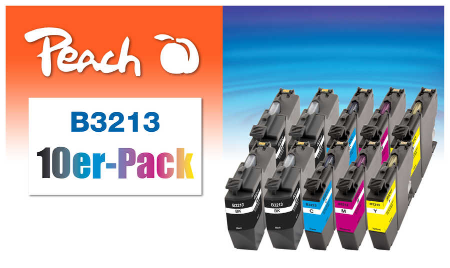 Peach  10er-Pack Tintenpatronen, XL-Füllung, kompatibel zu Brother MFCJ 491 DW